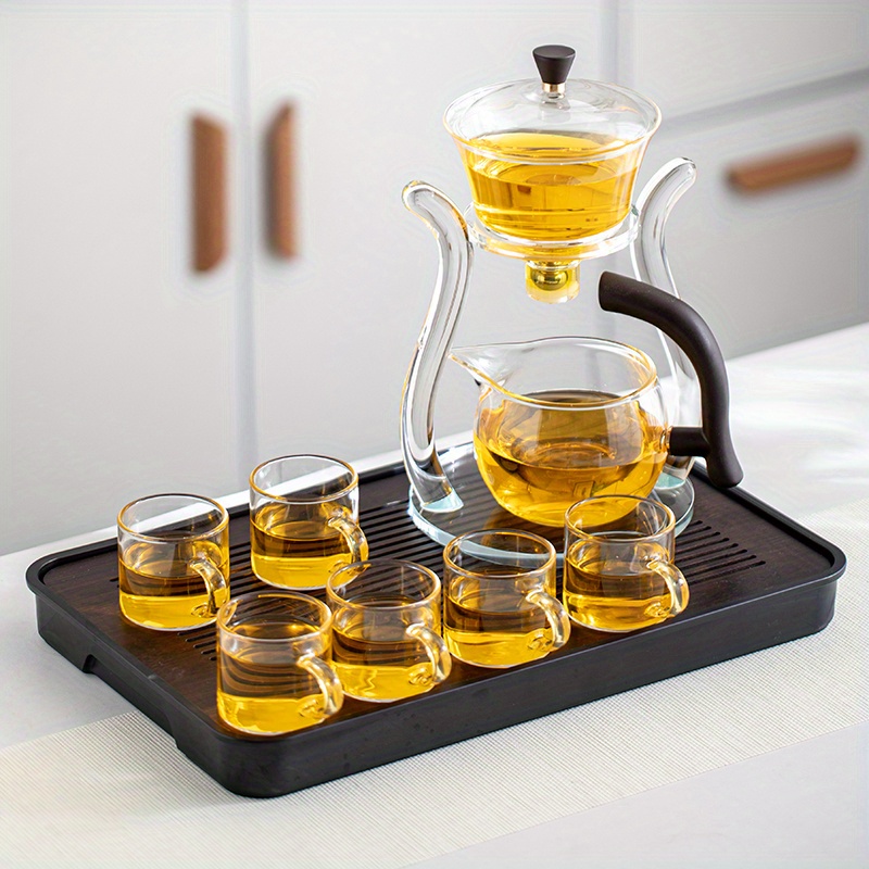 Vianté Luxury Tea Party Set. Complete with Automatic Tea Maker with Tea  Infuser for loose tea or tea bags. Ceramic serving set. Tea pot, tea cup  set and wooden tray. Excellent gift
