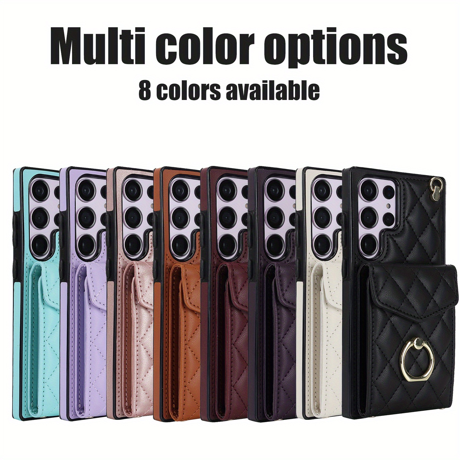 Fashion Faux Leather Phone Case For Galaxy S23 Ultra S22 Ultra Note 20 Ultra  Luxusy With Holder Long Lanyard Ring Crossbody Bag Wallet Card Slots  Shockproof Protect Cover - Temu