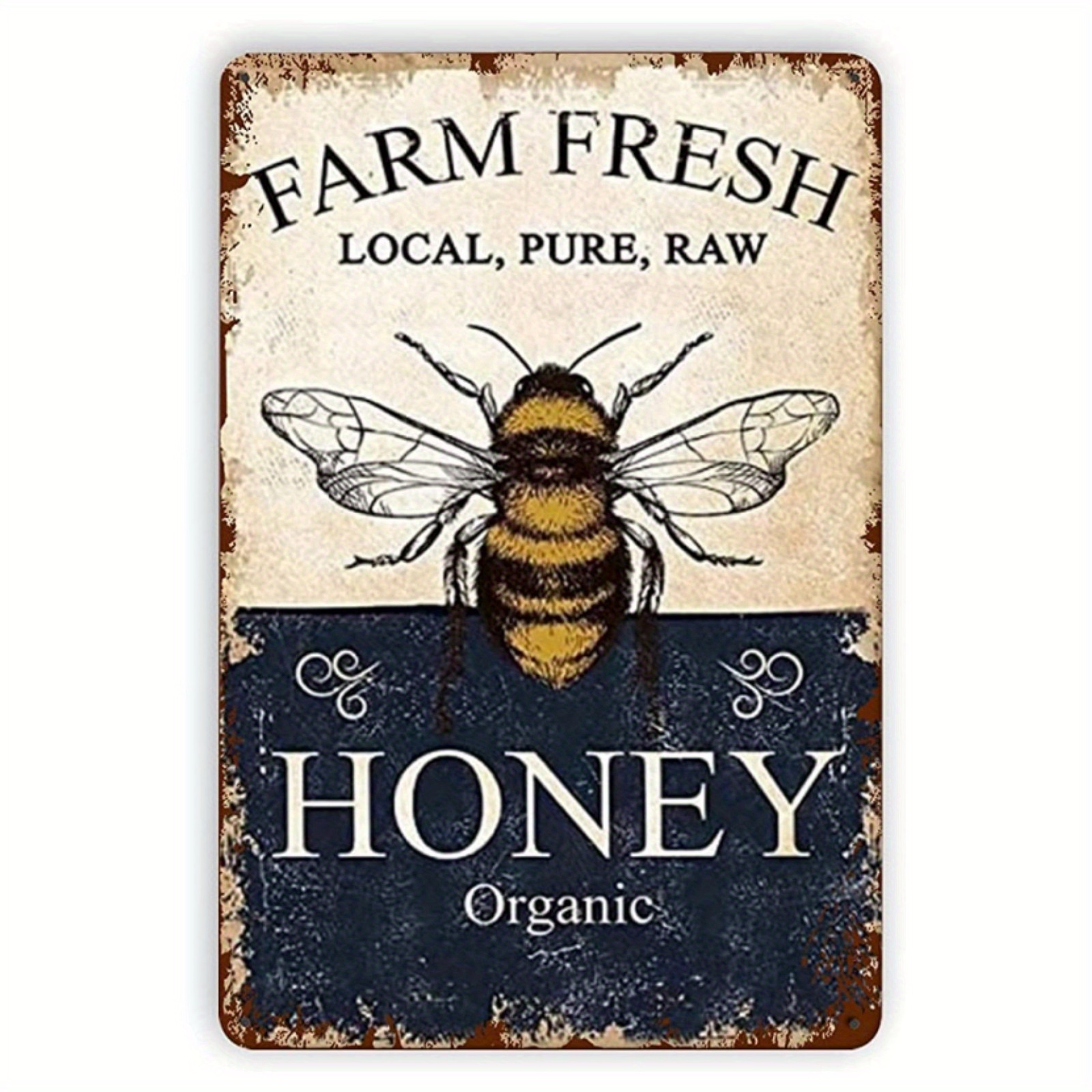 Farm Fresh Bee Honey Metal Tin Signs Vintage Wall Decor - Temu Australia