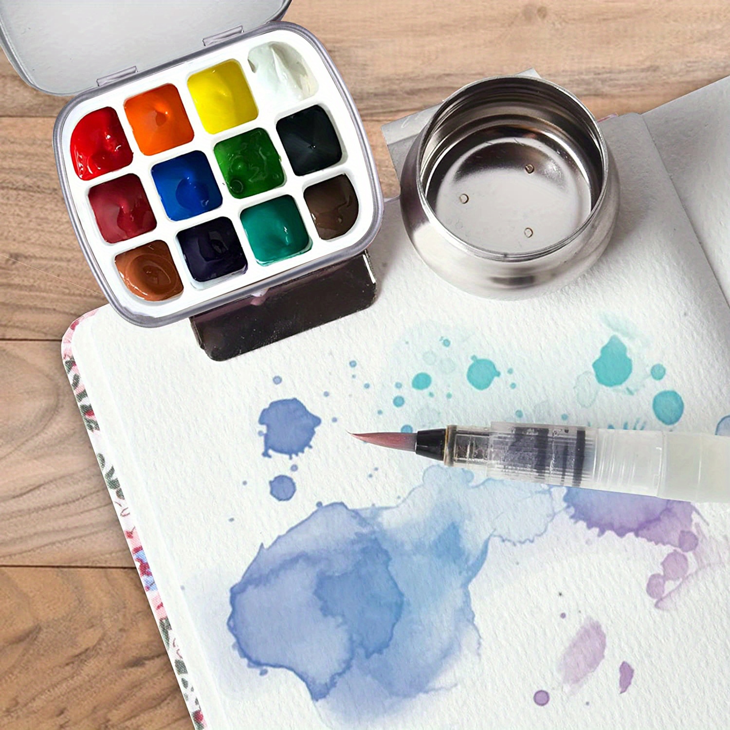 Empty Watercolor Palette Tin Tiny Travel Watercolor Palette Temu