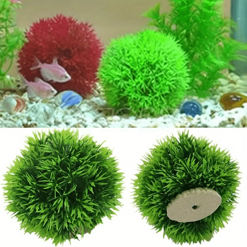 Aquarium Decor Fish Tank Artificial Green Water Grass Balls - Temu