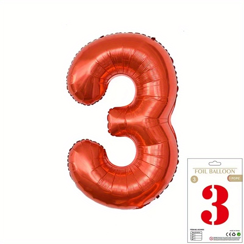 Ballon chiffre 3 Rouge