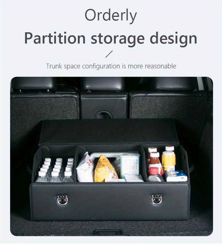  Caja de almacenamiento para maletero de automóvil, caja de  almacenamiento plegable, se puede ampliar fácilmente para satisfacer las  necesidades de cualquier organización de automóvil, está hecha de cuero  duradero (tamaño L