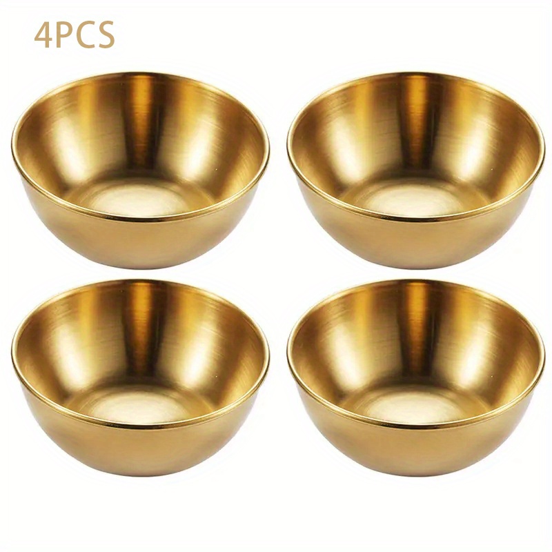 TEMU 2/4-Pack Edelstahl-Gold-Sauciere, Runde Ketchup-Grill-Steaksauciere, Maschinenwaschbar, Kreative Küchenserviergeschirre für Sushi, gebratenes