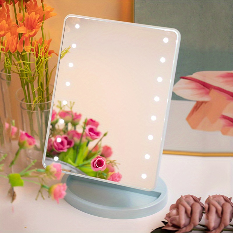 KSCD Miroir de maquillage avec lumières, miroir de courtoisie rechargeable  à LED, miroir de courtoisie portable à écran tactile pour table ou voyage,  rose/blanc 