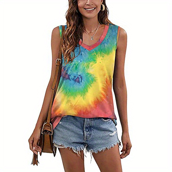 CARCOS Plus Size Tank Tops For Women – V-Neck Sleeveless Casual Tees, Floral Print, XL-5XL