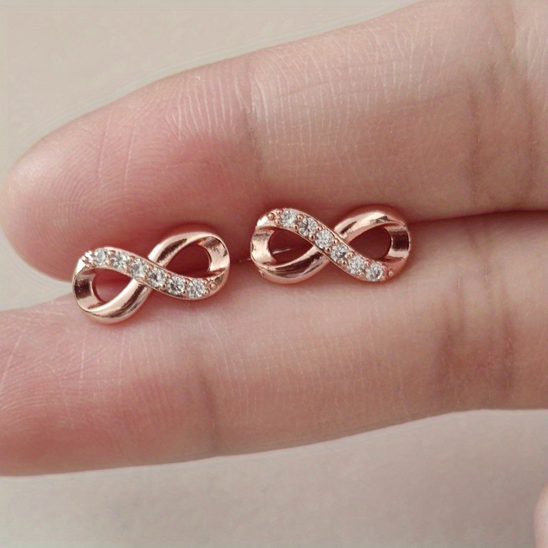 Lucky Cubic Zirconia Infinity Stud Earrings