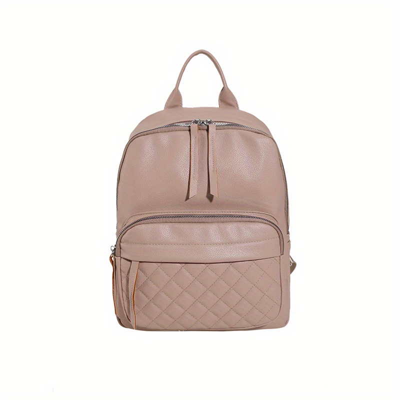 Argyle Quilted Backpack PU Leather Schoolbag Work & Travel
