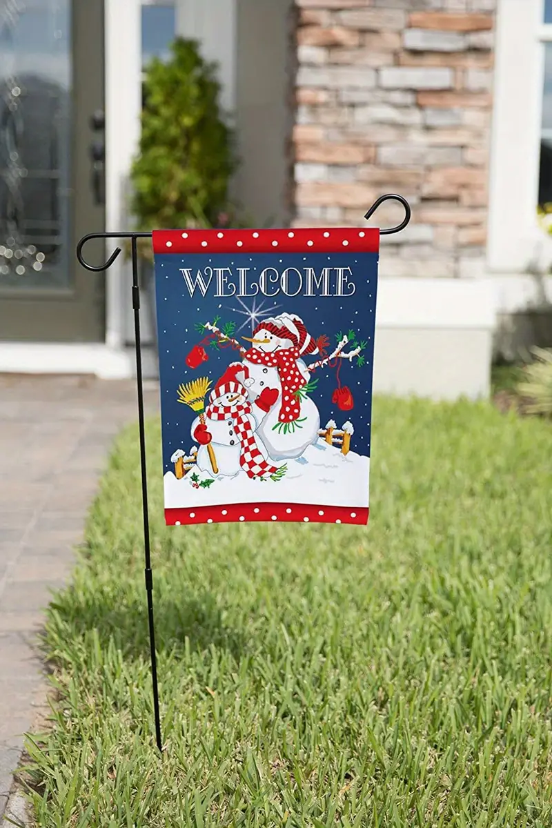 1pc Winter Welcome Snowman Garden Flag Double Sided Outdoor Yard Decor Snowmen Design 12 X 18 Inches In details 2