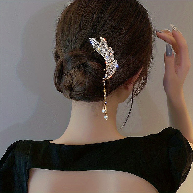 Rhinestone U Shaped Hairpin Simple Modern Rhinestone Metal - Temu