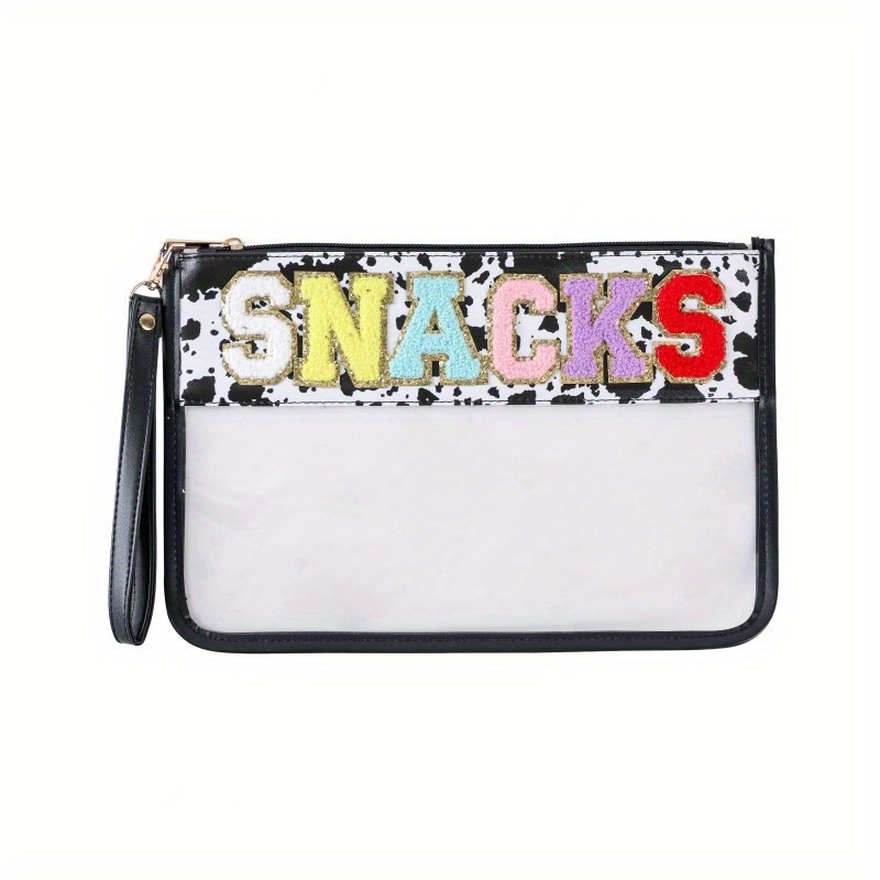 Snack Bag Monogram Letter Clear Purse Glitter Embroidered - Temu