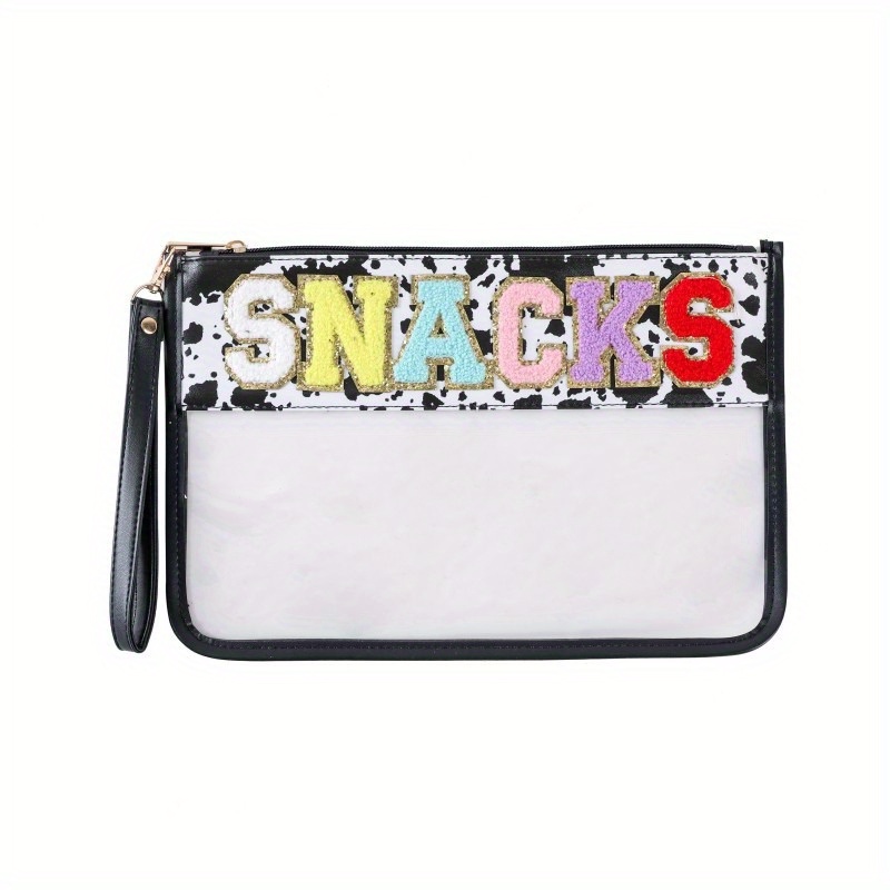 Glitter Monogram Clear Makeup Cosmetic Bag Zipper Toiletry Pouch