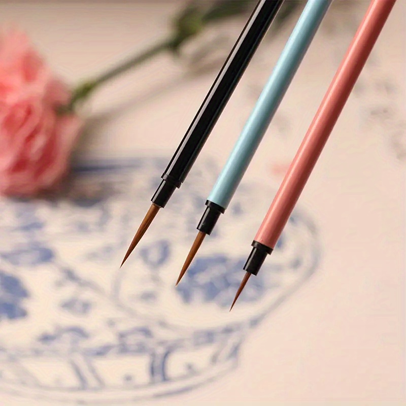 Image of 3-piece Thin Color Hook Line Art Painting Brush Set - Perfect For Watercolor Painting
