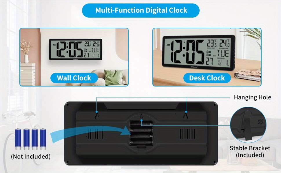 Geevon Digital Atomic Wall Clock,Auto-Set Atomic Alarm Clock with