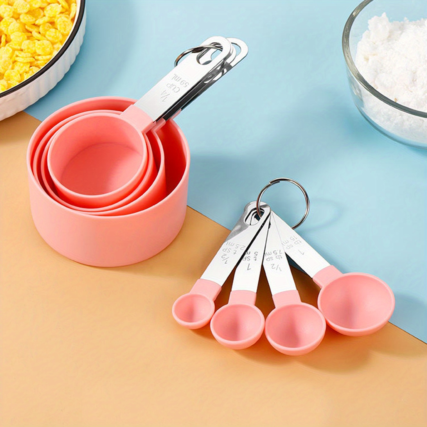 Stackable Stainless Steel Handle Measuring Cups for Measuring Dry and  Liquid Ingredient 