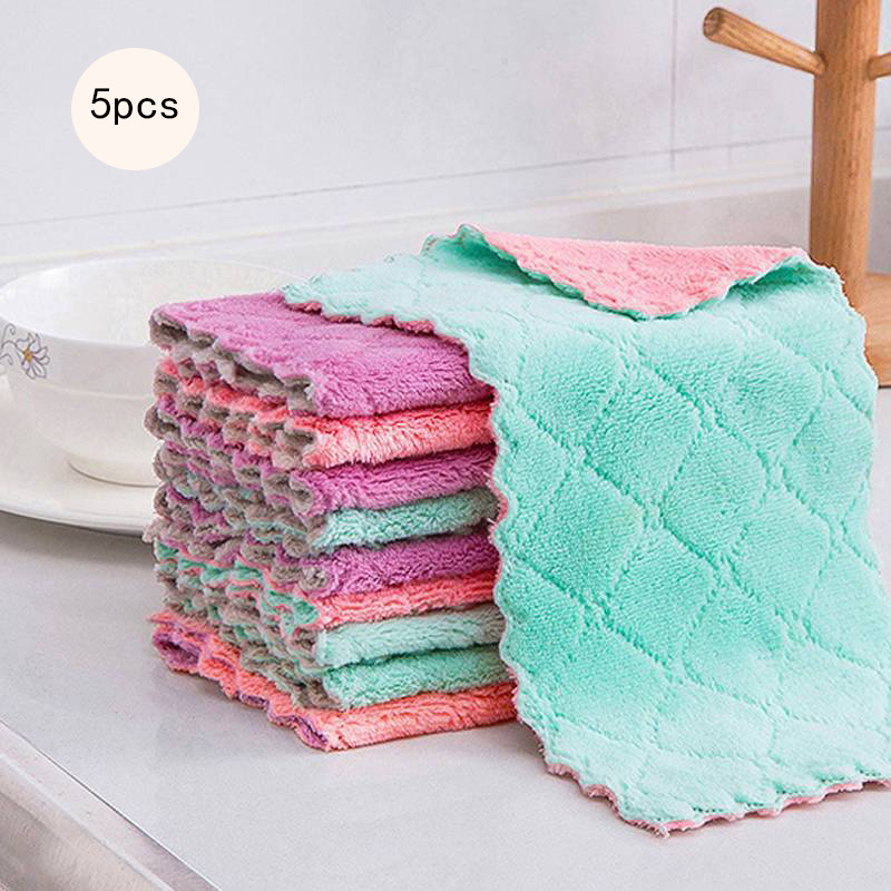 Microfiber Dish Cloths, Super Absorbent Dishwashing Towel, Solid Color  Oblong Plaid Daily Cleaning Rags, Scouring Pads, Kitchen Supplies - Temu