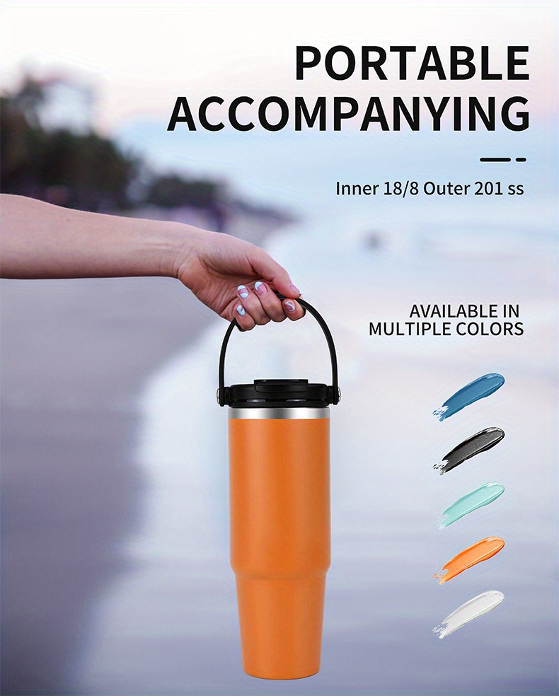 Watersy Powder Coat Tumbler With Handle, Vacuum Insulated Sport Water Bottle  With 2-in-1 Lid And Straw, Double Wall Stainless Steel Coffee Cup Travel  Mug Leak Proof - Temu