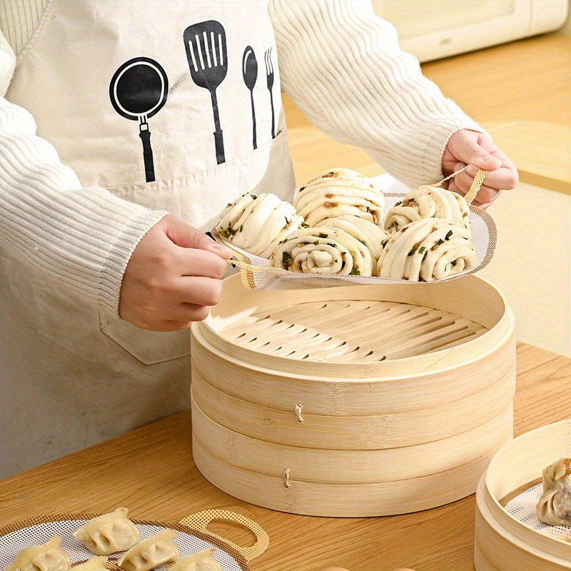 Tapis Coton Réutilisables Pour Cuisson Vapeur - Lot De 10, 28x28 Cm | Antiadhésifs, Lavables, Pour Raviolis, Buns