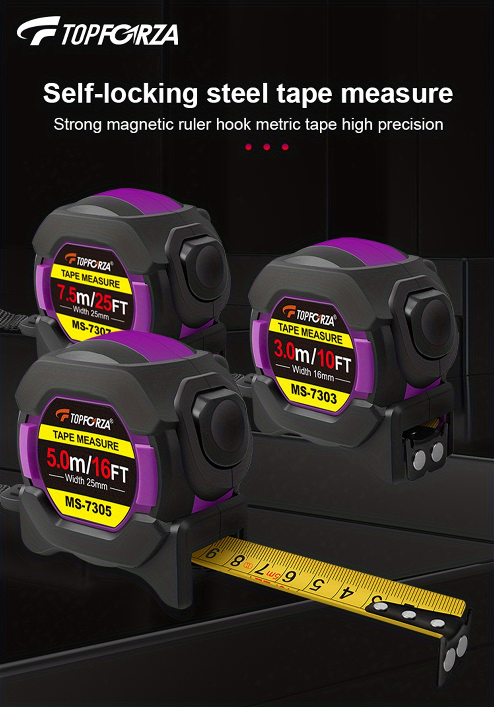 Tape Measure Self locking Acrylic Coated Steel Blade Temu