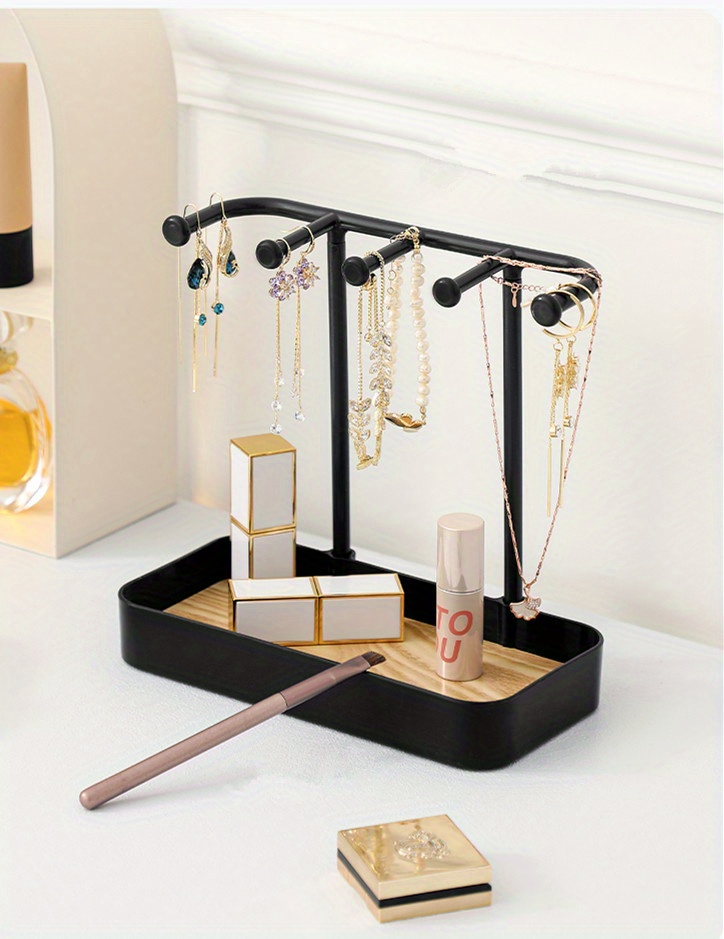 1PCS Jewelry Holder Organizer Earring Organizer , Entrance Key Storage  Hanger Rack , Earrings Holder Stand Necklace Rack Jewellery Tower Bracelets  Holder with Removable Wooden Ring Tray for Women Girls