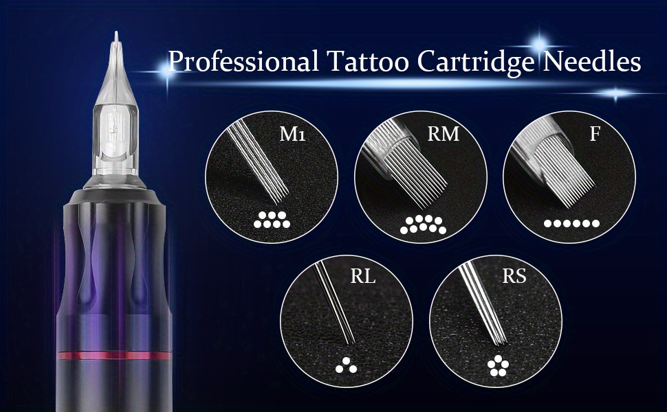 CINRA - 20 agujas de tatuaje desechables 1203RL, cartuchos de aguja de  tatuaje desechables #12, cartucho de forro redondo estándar para tatuajes