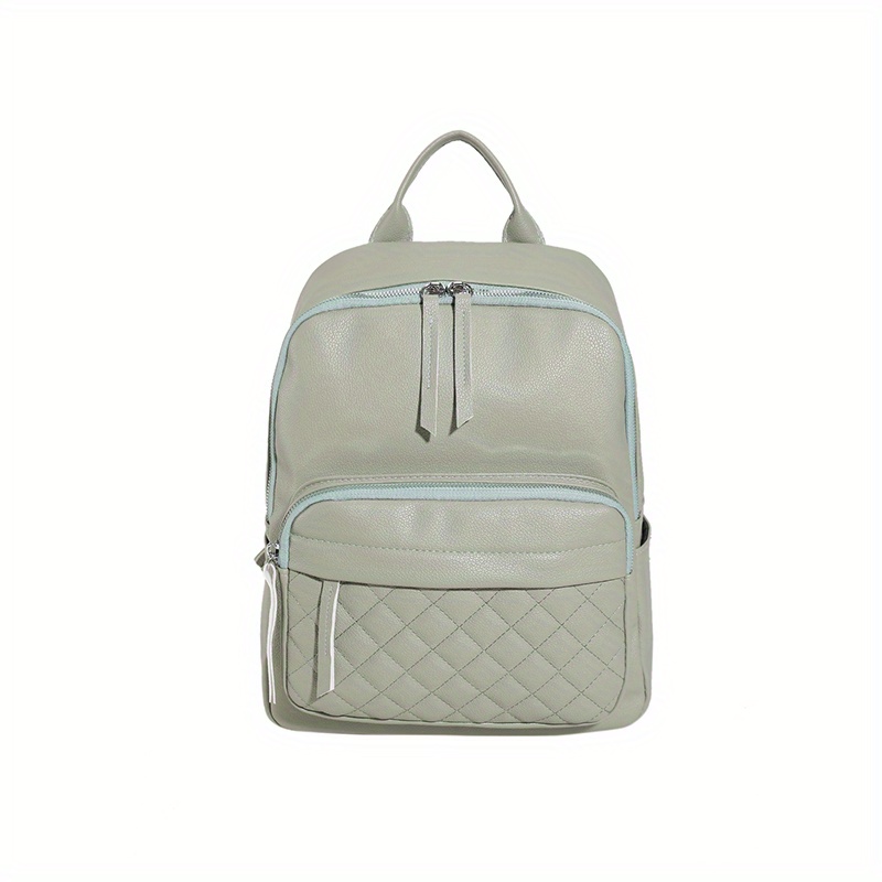 Argyle Quilted Backpack PU Leather Schoolbag Work & Travel