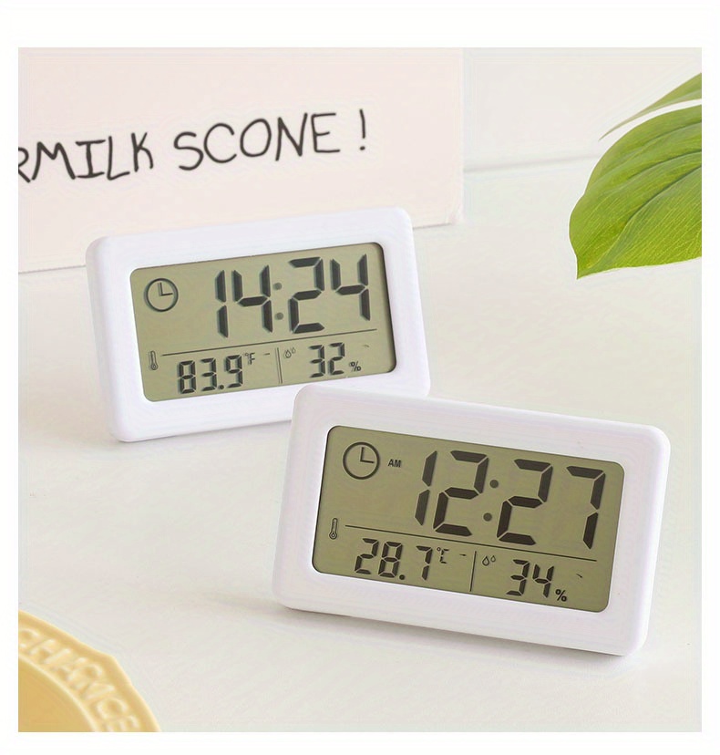 1PC LCD Electronic Digital Thermometer And Hygrometer Indoor And Outdoor  Thermometer And Hygrometer Weather Station Clock, Desktop Creative  Thermometer Clock, Can Be Given As A Gift