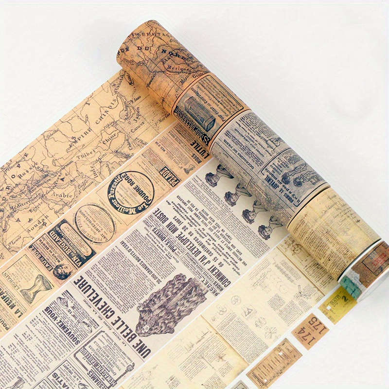 Tape - Words Vintage Washi Tape - Alphabet, Travel, Map, Newspaper, Manuscript, Ticket