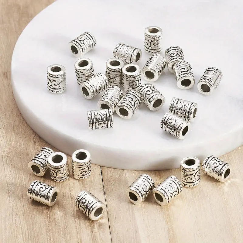 Antique Silvery Large Hole Spacer Beads Column Spacer Beads - Temu United  Arab Emirates
