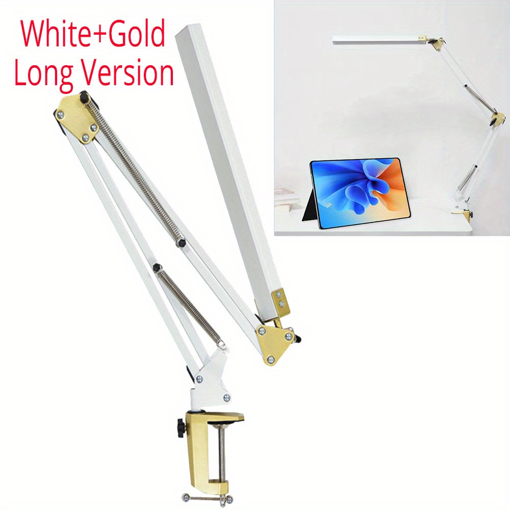 1pc LED Desk Lamp, 8W Eye-Caring Metal Swing Arm Desk Light With Clamp, 2  Color Modes 6 Brightness Dimmable Table Light With Memory Function For Home