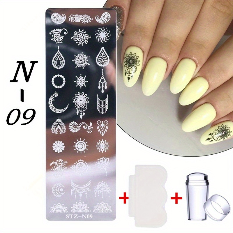 Nail Stamping Board Set, Silicone Nail Brush, Polishing Transfer Template,  Nail Tool DIY Template