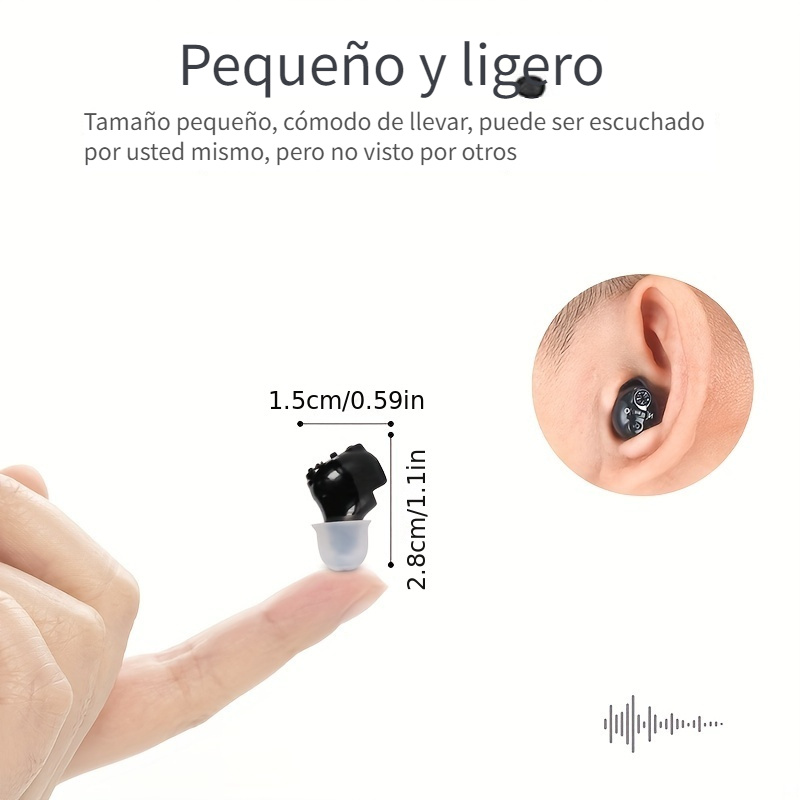 Audífonos invisibles recargables, 1 unidad, para sordera, pérdida auditiva  moderada