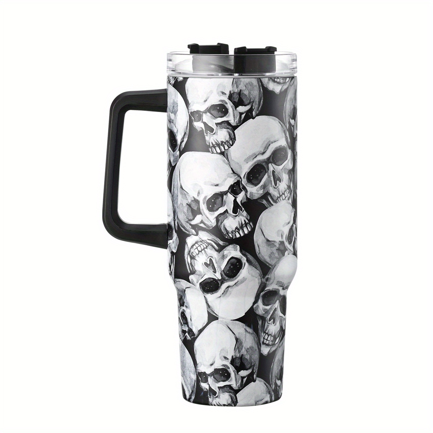 Double Walled Skull Tumbler With Lid And Straw - Perfect For Summer And  Winter Drinks, Travel, And Halloween Decor - Temu