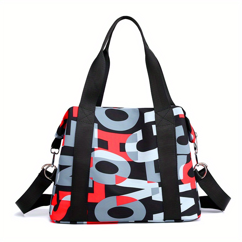 Image of Women's Nylon Crossbody Tote Bag With Detachable Strap - Large Capacity Handbag Suitable For, Travel & Daily Use, Zippered Compartments, & Exterior