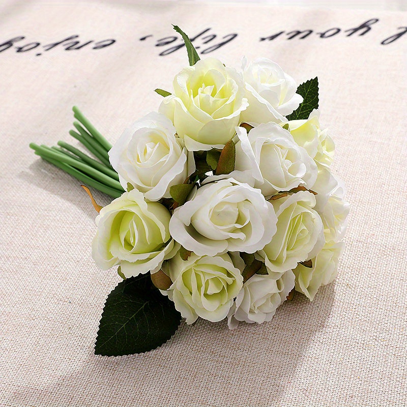 12pcs Bunch Rose Flower Simulation Bouquet Suitable Kitchen Office Bathroom  Table Coffee Table Wedding Engagement Decoration Arrangement Home Decor, Shop Temu Start Saving