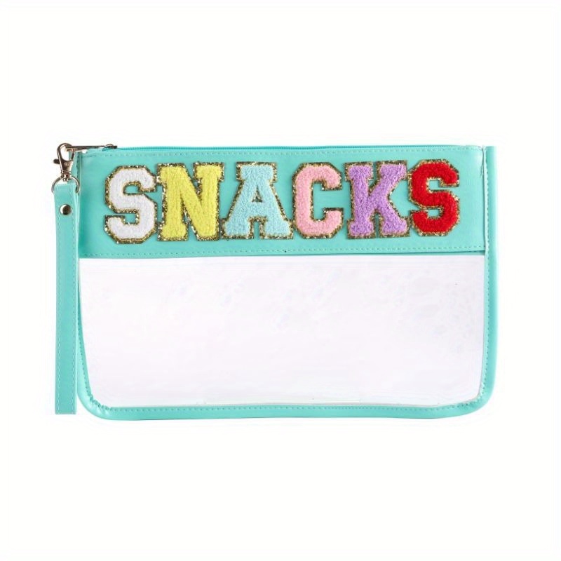 Glitter Monogram Clear Makeup Cosmetic Bag Zipper Toiletry Pouch