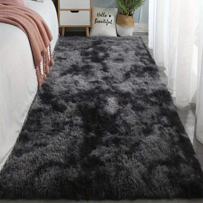 Soft Fluffy Rugs for Bedroom - Black and White Plush Anti-Slip