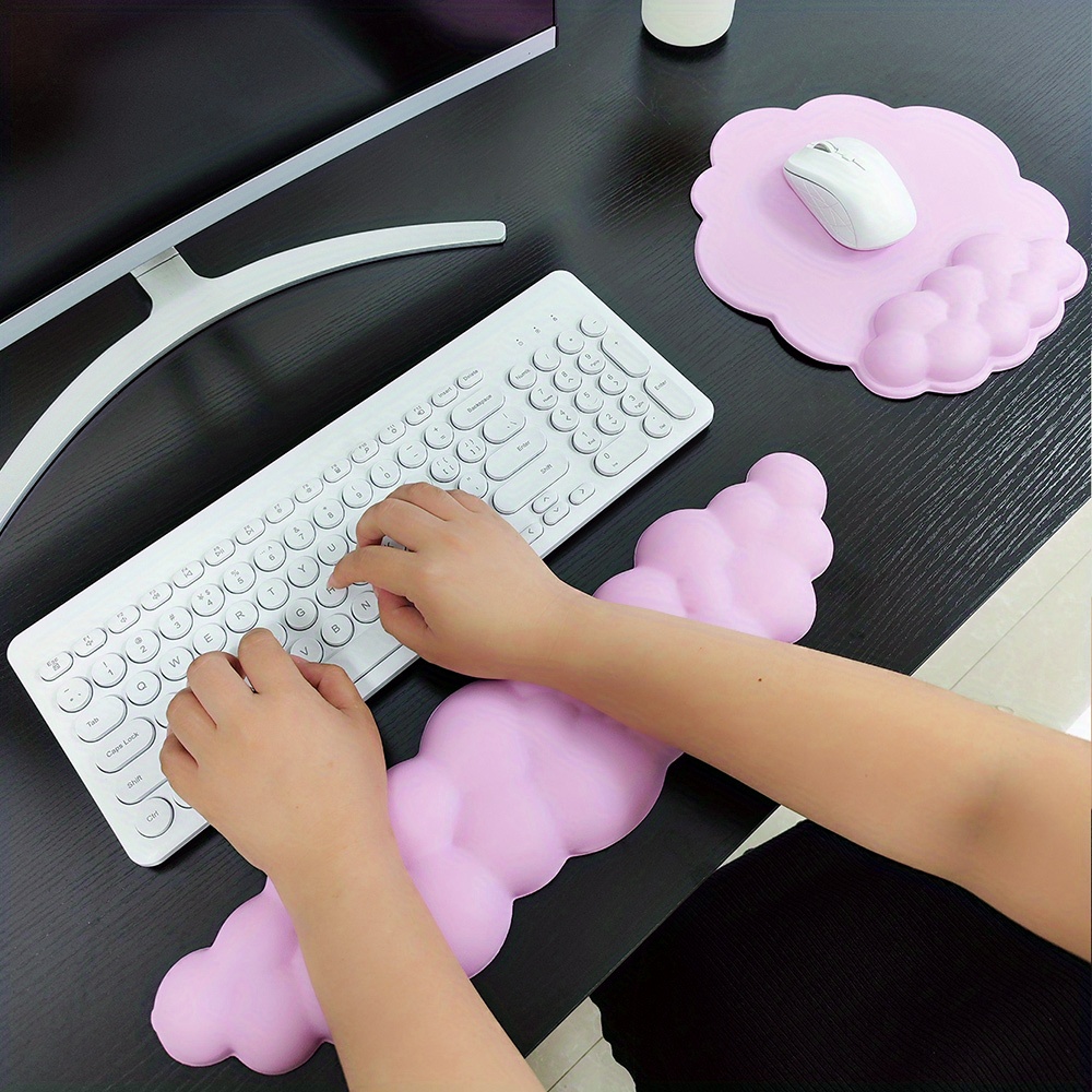 Repose-poignet nuage - Ensemble clavier et souris ergonomiques | Ensemble  souris pour clavier en cuir PU avec base antidérapante pour le jeu et le