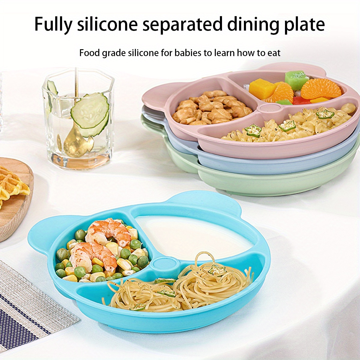 Baby Silicone Divided Plate Bowl Baby Supplementary Food Tableware