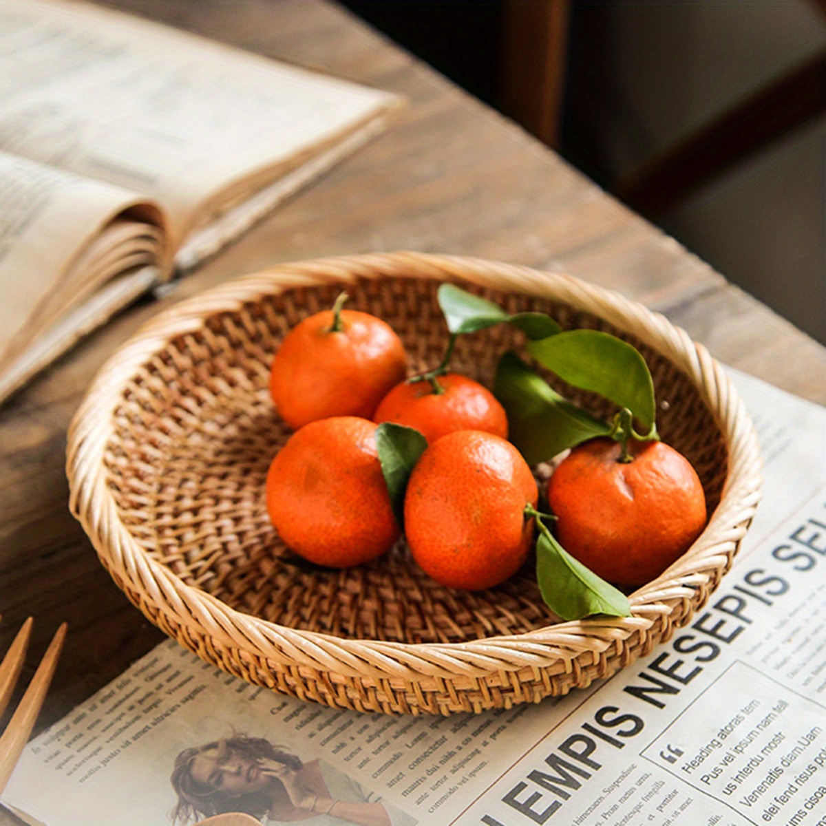 1pc/3pcs Cesta Frutas Tejida Ratán Cesta Pan Ondulada - Temu