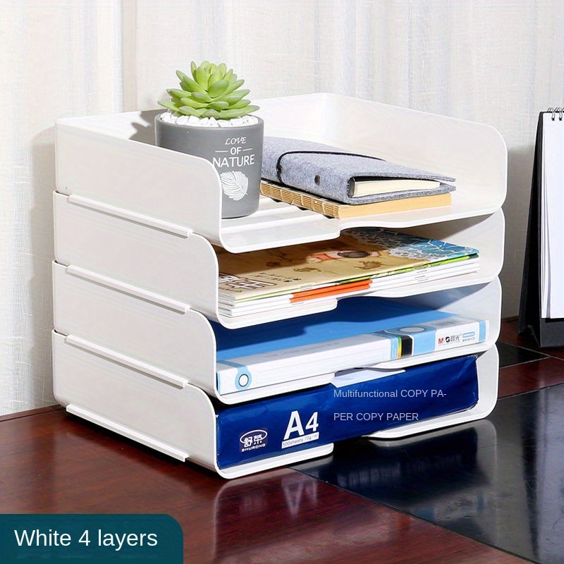 Wooden Desk Storage Document Organizer 4 Layers Office A4 - Temu