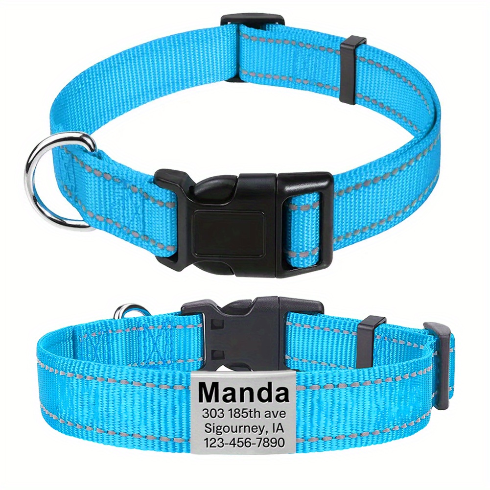 Reflective Personalized Dog Collars Name Plate Customized Temu South