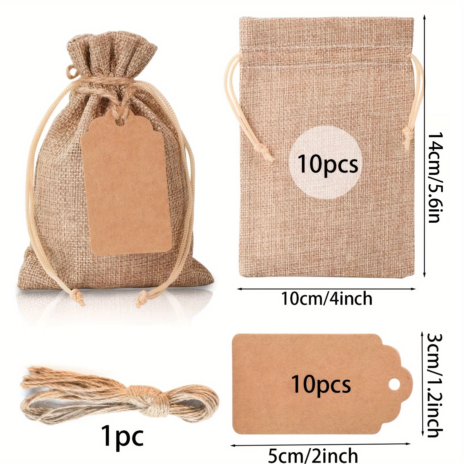 10Pcs/Lot Natural Canvas Bags Linen Drawstrings Gift Bag Thick