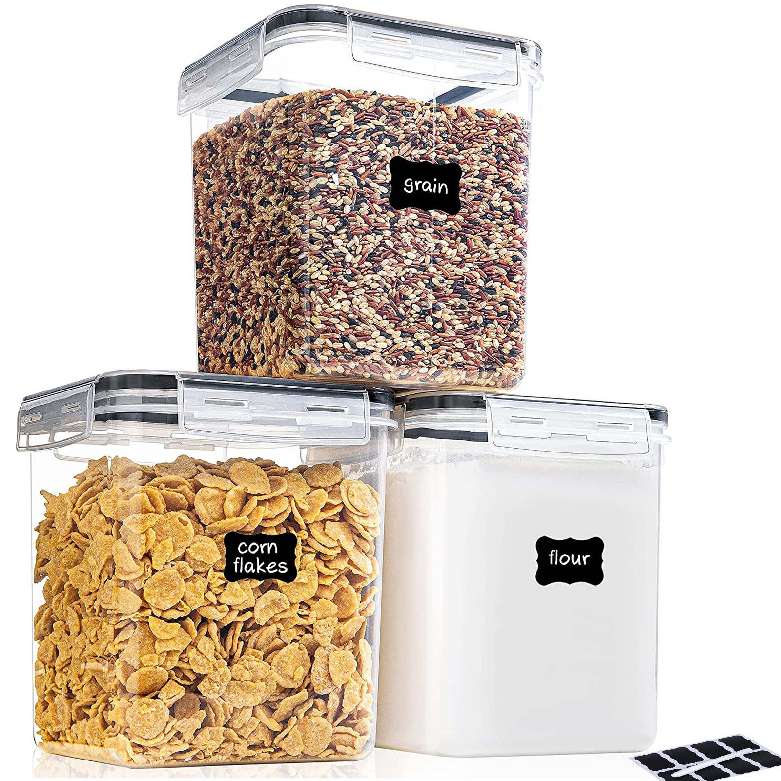 3PCS Kitchen Cereal Containers Storage Food Containers Airtight Jars  2.5L/84.5oz