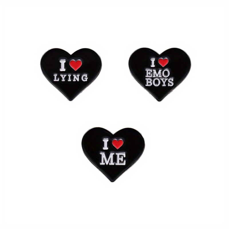 I Love Emo Girls I Love Emo Boys Pins Funny Pinback Buttons Badge Broken  Hearts Elder Emo Night 