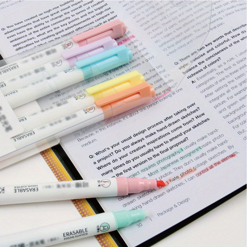 10 Colors Erasable Highlighters Highlighter Pen Markers Pastel Drawing Pen for Student School Office Supplies Cute Stationery