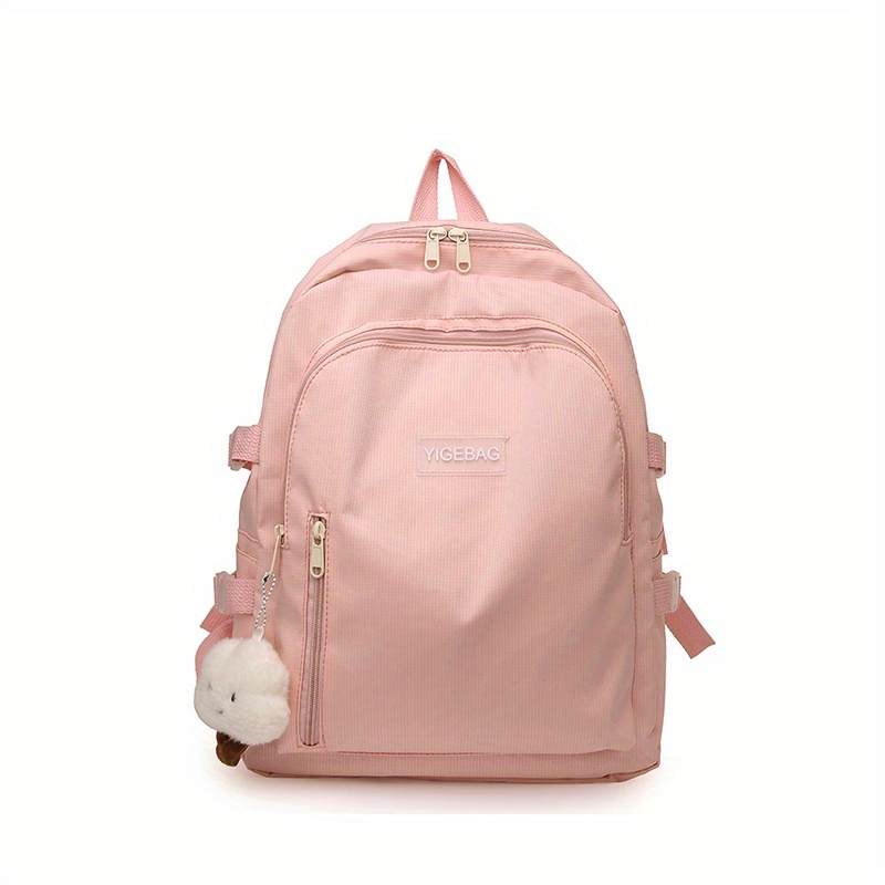 Casual Canvas Backpack With Pendant Large Capacity Schoolbag