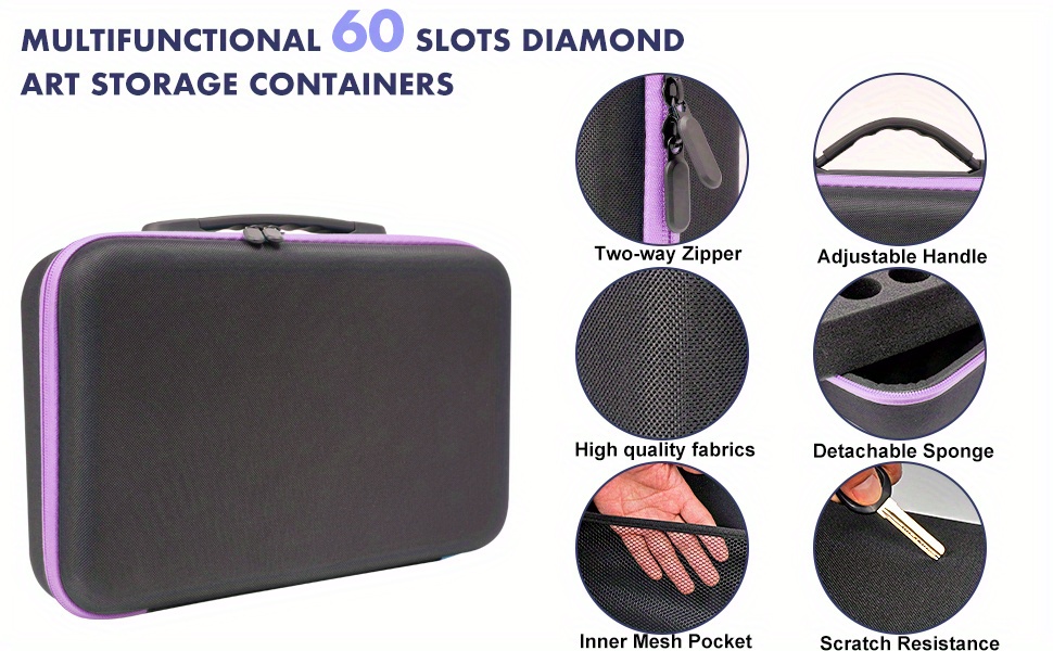  FUNDAFUL Diamond Painting Storage Containers, 60 Slots Diamond  Art Accessories and Tools, Diamond Art Organizer with Diamond Painting Kits  Shockproof Jars for Jewelry Beads (Purple) : Arts, Crafts & Sewing