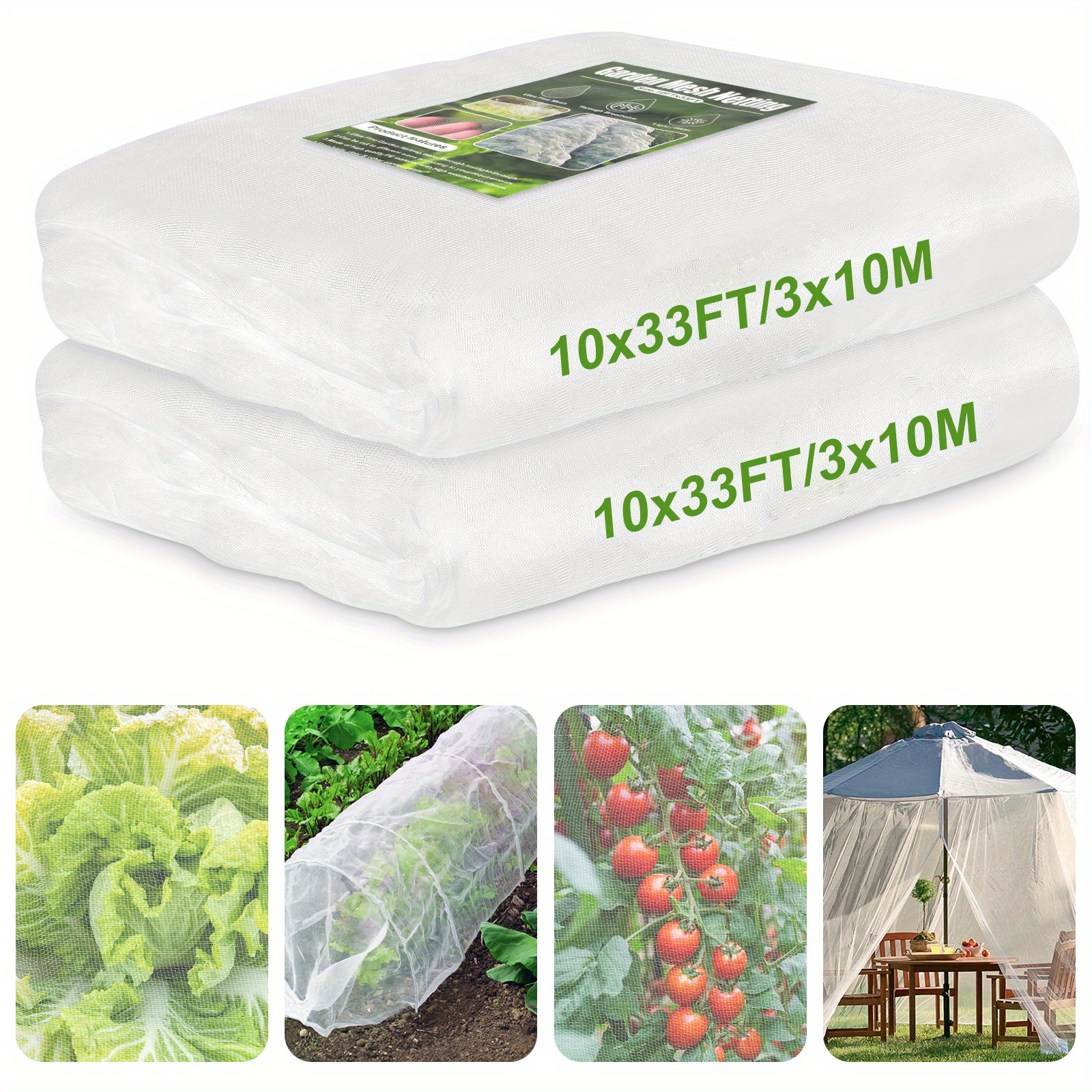 

Rifny 2pcs-10x33ft/ 3x10m Garden Protection Ultrafine Mesh Elevated Bed Screen Greenhouse Mosquito Net, Trees Plants Vegetables Flowers Fruits