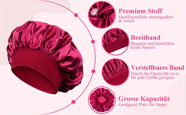 Satin Bonnet Sleep , Grande Cappello Di Seta Per Capelli Naturali Ricci,  Cappelli Per La Notte Delle Donne, Motivo A Stelle Con Ampia Fascia  Elastica, Cappello Da Doccia Morbido E Confortevole Per